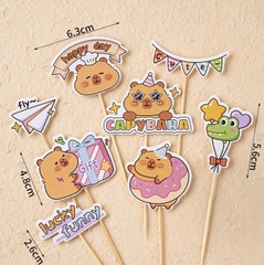 10 set que cắm Capybara cờ neo cute + ôm hộp quà