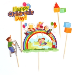 Set 5 que cắm Happy Children's Day + cầu vồng (CD)