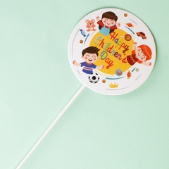 Que cắm Happy Children's Day tròn 1 cô bé + 2 cậu bé (CD)