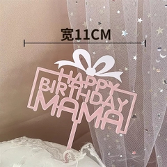Topper mica HPBD Mama + hộp quà hồng