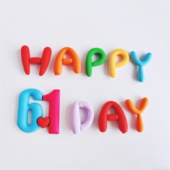 Set trang trí silicon chữ Happy 1-6 Day sắc màu (CD)