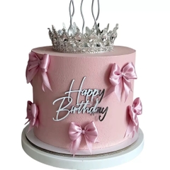 Topper mica mẫu mới chữ HPBD bạc mẫu 46