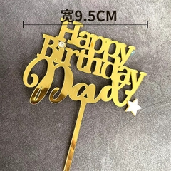 Topper mica HPBD Dad vàng + sao