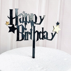 Topper mica HPBD chữ in đen phong cách Harry Porter + sao