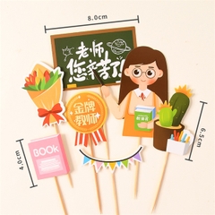 Set que cắm nữ giáo viên + cây xương rồng + bảng (GV)