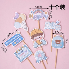 10 Set que cắm bé trai đội mũ + cầm vịt vàng + handsome boy (CD)