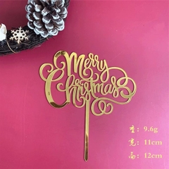 Topper mica GS Merry Xmas chữ vàng uốn dưới
