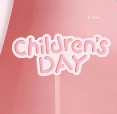 Topper mica Happy Children's Day chữ hồng viền trắng (CD)