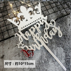 Mica HPBD vương miện bạc