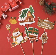 Set que cắm GS ông già Noel bị úp hộp quà + người tuyết + ngôi nhà