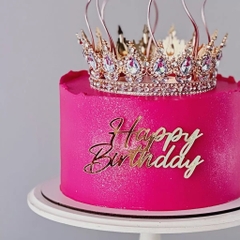 Topper mica mẫu mới chữ HPBD vàng mẫu 69