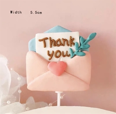 Trang trí gốm mềm phong bì thư Thankyou hồng (GV)