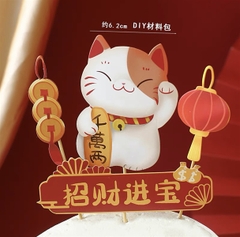 Set 4 que cắm Tết mèo thần tài + đèn lồng