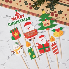 Set 9 que cắm GS 2 ông già Noel + cây thông có gấu ở giữa + 2 cây nến 2023