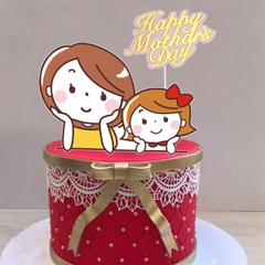Set que cắm Mother's Day mẹ và bé chống tay