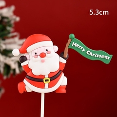 Trang trí silicon GS ông già Noel cầm lá cờ xanh dài (CC)