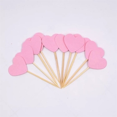 Que cắm tim giấy hồng (10 que)