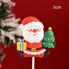 Trang trí silicon GS ông già Noel 1 tay cầm quà 1 tay cầm cây thông (CC)