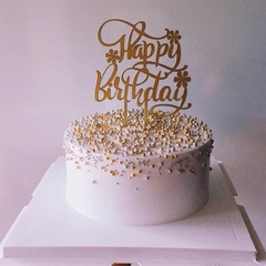 Topper HPBD mica hoa vàng