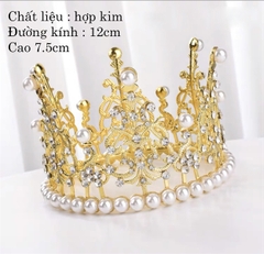Trang trí vương miện ngọc trai vàng cao cấp (sz to)