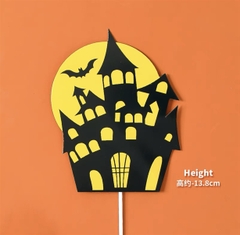 Que cắm lâu đài đen + trăng vàng Halloween (nhiều tháp)