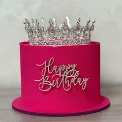 Topper mica mẫu mới chữ HPBD bạc uốn nhẹ mẫu 52