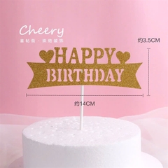 Topper HPBD chữ in vàng