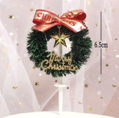 Trang trí GS vòng nguyệt quế Merry Christmas + nơ + sao vàng