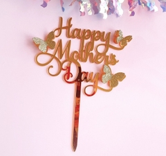 Topper mica Happy Mother's day + bướm vàng