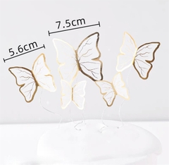Set 5 que cắm sắt hình con bướm màu trắng viền vàng