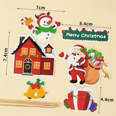 Set que cắm GS ông già Noel xách túi quà + ngôi nhà + 2 chuông vàng