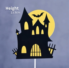 Que cắm lâu đài đen + trăng vàng Halloween (2 tháp)