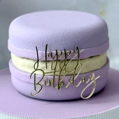 Topper mica mẫu mới chữ HPBD vàng mẫu 66