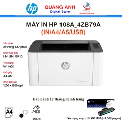 Máy in laser đen trắng HP 108A 4ZB79A (In tốc độ 20 trang/phút | A4 | A5 | USB)