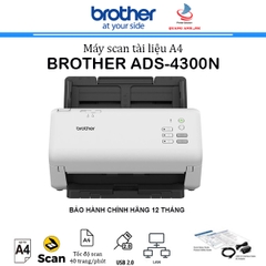 Máy Scan Brother ADS-4300N (scan 2 mặt | ADF 80 tờ | 40ppm/80ipm | A4 | USB | LAN)