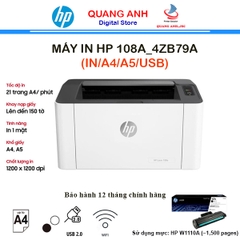 Máy in laser đen trắng HP 108W 4ZB80A (In| A4| A5| USB/WIFI)