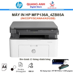 Máy in laser đen trắng đa chức năng HP Laser MFP 136a 4ZB85A (In| Copy| Scan| A4| A5| USB)
