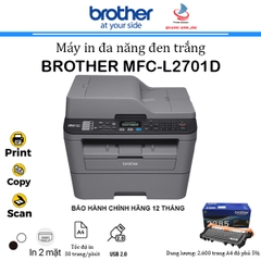 Máy in Laser đen trắng đa năng Brother MFC-L2701D (In 2 mặt | ADF 1 mặt | Copy | Scan | A4/A5 | USB)