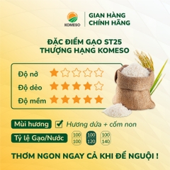 [COMBO 10 kg] 2 túi gạo KOMESO ST25 Thượng Hạng (túi 05kg)