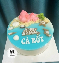 Rau Câu Sinh Nhật Bánh Flan - Bé Heo Chủ Đề Bãi Biển
