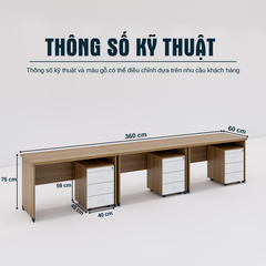Bàn cụm 3 SMBC3004 360cmx60cm
