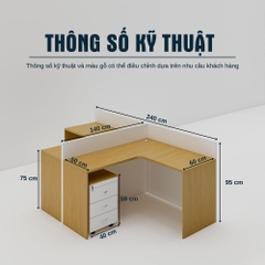 Bàn Cụm 2 SMBC2012 Chữ L 240cm x140cm