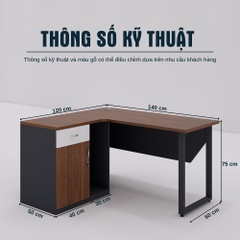 Bàn Chữ L Nhân Viên Cao Cấp SMBL1003