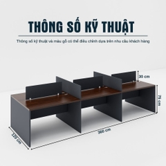Bàn cụm 6 SMBC6007 360cmx120cm