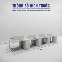 Bàn cụm 8 SMBC8001 560cm x120cm
