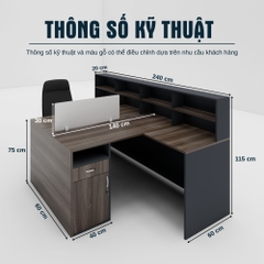 Bàn Cụm 2 SMBC2011 Chữ L 240cm x140cm