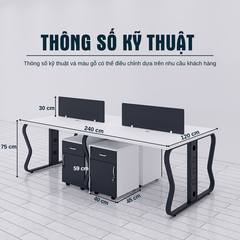 Bàn Cụm 4 SMBC4008 240cmx120cm
