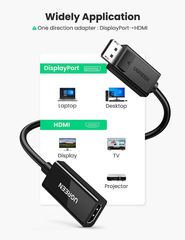 Cáp chuyển Displayport to HDMI 4K60Hz đầu cái Ugreen MM137 dài 25cm Chính Hãng
