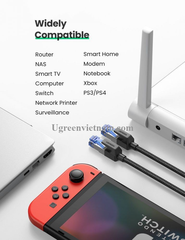 áp mạng Cat8 UGREEN NW153 – Hỗ trợ chuẩn BASE-T 40Gbps – Đầu đúc sẵn,Dây bọc dù