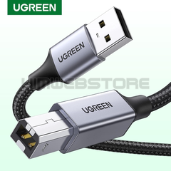 Cáp máy in USB A to USB B Ugreen US369, dài 1m, 2m , 3m , 5m dây dù bọc nhôm cao cấp